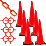 GEC Mr. Chain Traffic Cone & Chain Kit, Traffic Orange 97213-6